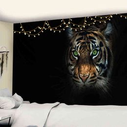 Tiger Animal Carpet Wall Hanging Witchcraft Tapestry Hippie Dormitory Decoration Psychedelic Rugs Mandala J220804