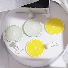 Christmas Lemon Dangle Earing for Women Trendy Resin Long Cute Fruit Pendant Drop Earrings Fashion Jewellery for Girls Gifts