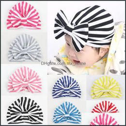 Caps Hats Ins Baby Bowknot Hat Knot Cotton Europe Style Turban Headwrap Girls Infant India Kids Stripe Beanie Mxhome Drop De Mxhome Dh1Ug