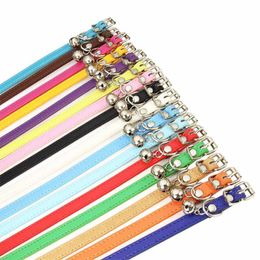 Dog Collars & Leashes 30cm Adjustable Cat Collar Bell Jewelry Necklace Strap Pu Leather Leash Puppy Small Accessories Pet Supplies PugDog