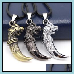 Pendant Necklaces Europe And America New Style With Necklace Young Dangerous Cool Titanium Steel Mens Spike Leading Drop Del Lulubaby Dhldo