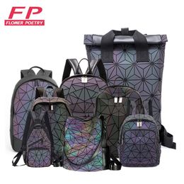 Women Backpack Bags Designer Geometric Luminous s Female School For Girls Student Rucksack Shoulder 220819