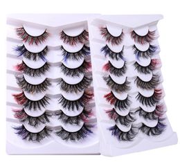 Farbe Dicke, lockige falsche Wimpern, weich, lebendig, unordentlich, kreuz und quer, wiederverwendbar, handgefertigt, geflügelte gefälschte Wimpern, Verlängerungen, Augen, Make-up, einfach zu tragen, 8 Modelle, DHL