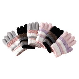 Hair Accessories Autumn Winter Soft Knitted Baby Gloves Striped Kids Girls Boys Full Finger Warm Children Mittens 3-8 YearsHair