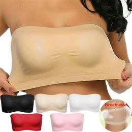 Bustiers & Corsets Women Wrapped High Elastic Invisible Seamless Strapless Wrap Chest Tube TopsBustiers