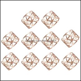 Tissue Boxes Napkins Napkin Ring Set Metal 10Pcs Rose Gold Alloy Geometry Cut Table Decorations Exquisite Arrangement Ho Ffshop2001 Dhfzn