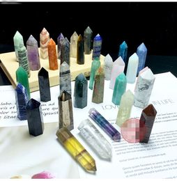 Crystal Hexagonal Prism Crafts Natural Stone Quartz Tower Party Favour Mix Colours Energy Mineral Wand Home Decoration