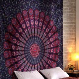 Bohemian Floral Tapestry Wall Fabric Hippie Tapiz Mandala Carpet Blanket Decor Bedroom Home Yoga Mat Beach Mattress 230x180 J220804