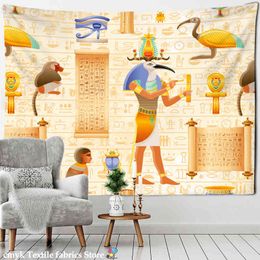 Egyptian Culture Carpet Wall Hanging Retro Psychedelic Witchcraft Mystery Bedroom Art Hippie Home Decor J220804