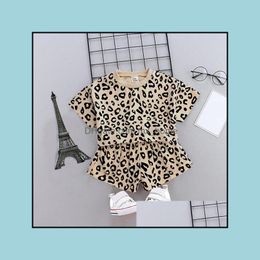 Clothing Sets Summer Baby Girls Set Kids Children Leopard Clothes Suit Short Sleeve Tops Tshirt And Shorts Girl 2Pcs Outfits M Mxhome Dhxju
