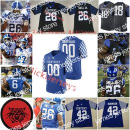 22 NCAA Custom Kentucky Wildcats Football Jersey M.J. Devonshire Will Levis Christopher Rodriguez Josh Ali Wan'Dale Robinson Kavosiey Smoke