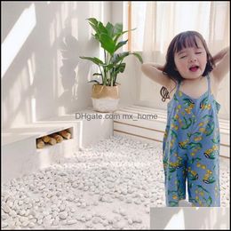 Rompers Summer Girls Florals Jumpsuits Kids Cherry Strap Jump Suit Children Onesies Princess Mxhome Drop Delivery 2021 Baby M Mxhome Dh26P