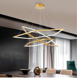 Pendant Lamps Moden Art Deco Geometrical Polygon LED Chandelier Lighting Modern Living Room Hanging Light Fixture Stainless Steel LampPendan