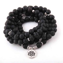 Armband Armreif Designer Schmuck Mode 108 Lava Perlen mit Stein Lotus Om Buddha Charm Yoga Armbänder Halskette