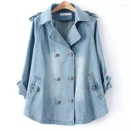 Women's Jackets Coat Korean Loose Denim Cape Female Jacket Double-Breasted Suit Big Size Women Windbreaker