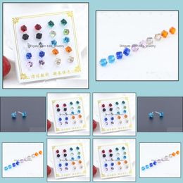 Stud Earrings For Women Wholesale Classic Style Earring Different Colours Crystal Glass Cube Drop Delivery 2021 Jewellery Bdejewelry Dhtsp