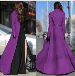 Women Wool Blends Autumn And Winter Large Size Goddess Slim Big Swing Split Ends Mopping Long Section Wool Woollen Cloth Coat 220819