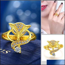 Band Rings Gold Ring For Women Female Inlaid Zircon Beautif Lovely Jewellery Lady Gift Wedding Drop Delivery 2021 Carshop2006 Dhgv0