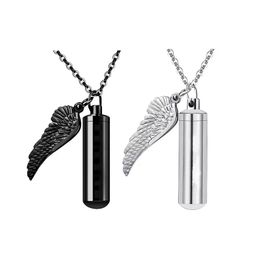 Cylinder Cremation Urn Pendant Necklace for Ashes Memorial Keepsake Stainless Steel Jewellery Gift to Women Men