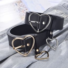 Love Heart Belts Women Metal Buckle PU Leather Jeans Belt Girls Stylish Design High Quality Gold Silver Buckle for Female