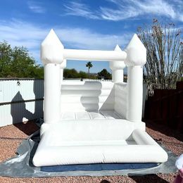 Inflatable White Bounce House Castle Wedding Bouncy Castle Jumping Bed for Weddings Birthdays Parties Activities Mini 8x10ft with Ball Pit