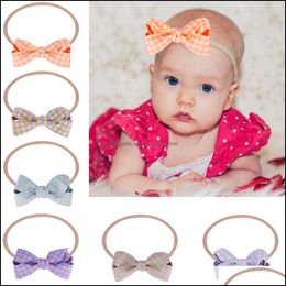 Hair Accessories Sweet Infant Baby Headband Kids Plaid Bowknot Elastic Band Children Soft Headwear Hairband 6 Colors Mxhome Dr Mxhome Dhfae