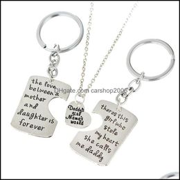 Pendant Necklaces Family Dad Mother Daughter Necklace Keychain Mothers Day Fathers Keyring Father Mom Drop Delivery 2021 J Carshop2006 Dhbmr