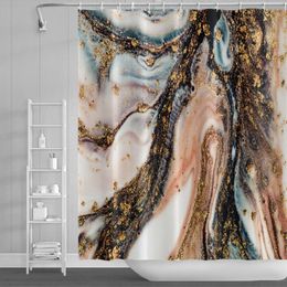 Shower Curtains Marble Curtain Gradient Texture Painting Anti Mould Hooks 180x200 Bathroom Waterproof Black WhiteShower