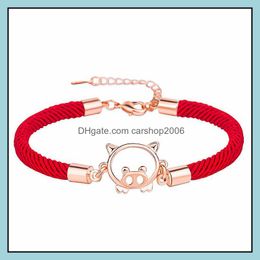 Link Chain Pig Bracelet Lucky Red Rope Bracelets High Quality Wild Fashion Personality Friendship Drop Delivery 2021 Jewe Carshop2006 Dhzi6