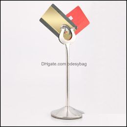 Party Decoration 812" Stainless Steel D Mini Table Number Place Card Holder Menu Stand For Wedding Restaurant Home Drop Deli Bdesybag Dhdg1