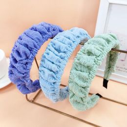 Fashion Women Headband Fresh Color Pleated Hairband Wide Side Turban Girls Handmade Headwear Hair Accessories