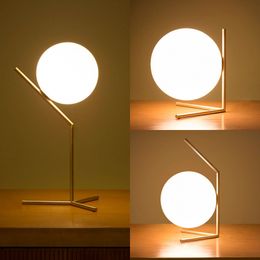 Table Lamps Modern LED Desk Lamp Nordic Glass Ball Lighting Bedroom Bedside Round Golden Minimalist Indoor Fixture Home Decor LightTable