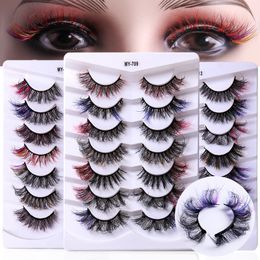 Multilayer Thick Colour False Eyelashes Winged Soft & Vivid Curly Crisscross Hand Made Reusable Messy Mink Fake Lashes Extensions Eyes Makeup Easy to Wear