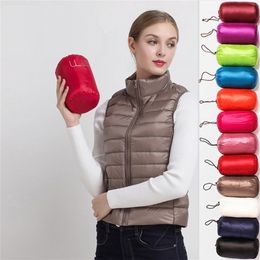 Plus Size 5xl 6xl 13 Colours Womens Packable Ultra Lightweight Down Puffer Vest Spring Woman Sleeveless Portable Jacket 220819