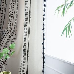 Curtain & Drapes Boho Curtains Vintage Art Stripe Lattice Print For Living Room Doorway Luxury Blackout Sheer WindowCurtain