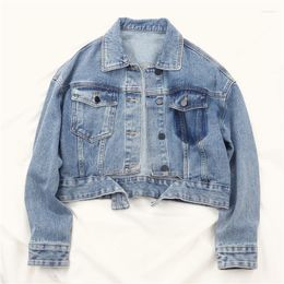 Women's Jackets Korean Fashion Denim Jacket Women Loose Long Sleeve Outerwear Autumn Vintage Washed Short Jeans Female Casual Basic Coat