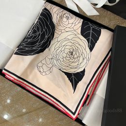 Scarves Pink flower scarfs Designer scarves Fashion Original quality Silk Scarf Hand crimping Headcloth Wholesale classic camellia luxury kerchief