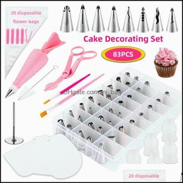 Baking Pastry Tools 83Pc Bag 48 Stainless Steel Nozzle Diy Cake Decorating Tip Set Mouth Icing Pi Cream Spata Cookie Decor Dr Mjbag Dhita