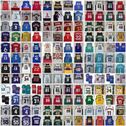 Vintage Patrick Ewing Vince Allen Carter Iverson Jersey Basketball Black Hakeem Olajuwon Pippen Jerseys Charles Kevin Rodman Hill Curry kemp