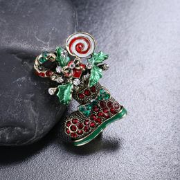 Pins Brooches Xmas Enamel Brooch Snowman Santa Claus Tree Wreath Metal Fashion Jewellery Gift For Women Merry Christmas Decor GiftsPins