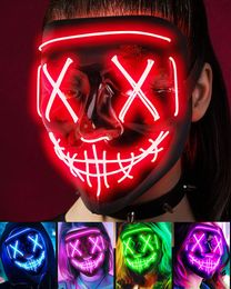 Halloween Neon LEon Purge Mask Akcesoria Masque Masquerade Party Maski Lekkie świetliste w ciemnych zabawnych maskach Cosplay