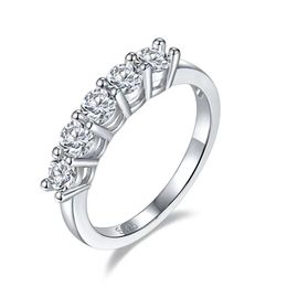 Wholesale Five Stones Eternity 925 Sterling Silver Moissanite Rings Girls Ladies Women Jewellery Gift