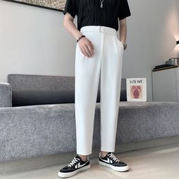 Men's Suits & Blazers Summer Solid Colour Suit Pants Men Slim Fashion Society Mens Dress Korean Loose Straight Casual Formal TrousersMen's