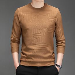 -Мужские футболки бренд с полным рукавом T Рубашки осень зимний дизайнер модельер O-образный вырезок с твердым цветом Tees Corean Casual Count