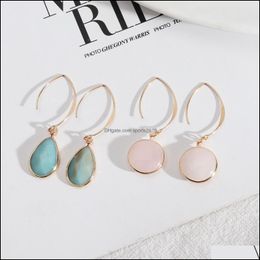 Arts And Crafts Natural Stone Charms Amazonite Rose Quartz Crystal Water Drop Earrings Chakra Jewellery Gold Hoop For Wome S Sports2010 Dhvxq