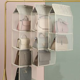 Storage Bags Hanging Handbag Organiser For Wardrobe Closet Transparent Bag Door Wall Sundry With Hanger PouchStorage