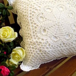 Cushion/Decorative Pillow 100% Cotton HandMade Crochet Cushion Cover 40 X40 Cm Vintage Floral Hand Knitting Pastoral CoverCushion/Decorative