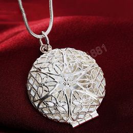 925 Sterling Silver Snake Chain Round Frame Pendant Necklace For Women Man Fashion Wedding Party Charm Jewelry