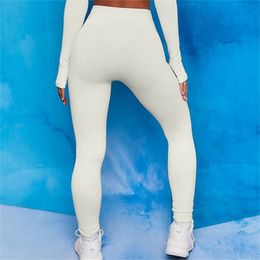 Ribbed Leggings Women Yoga Pants Seamless Scrunch Leggings Sports Tight Femme Gym Leggins Workout Fitness Pants Female Legins 220818