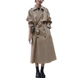 Autumn Women Trench Coat With Belt Clothes Blue Casaco Feminino Harajuku Abrigo Mujer Long Femme 220819